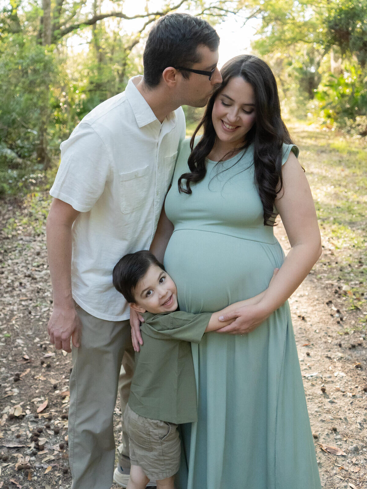 Family moment in forest